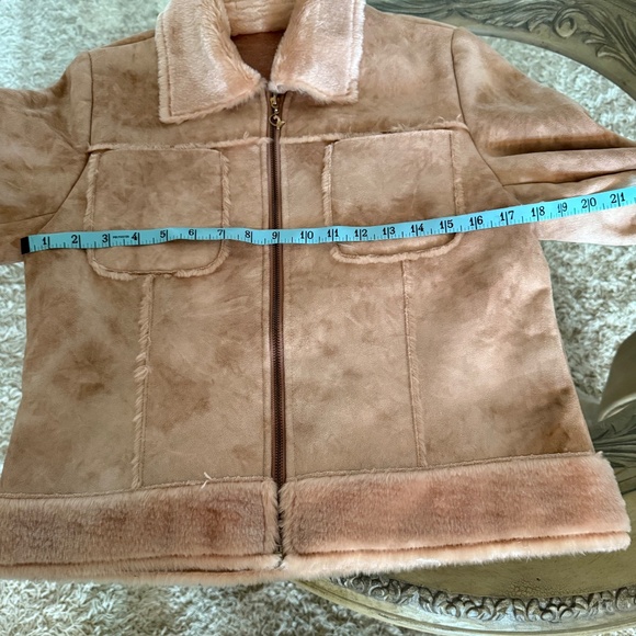 Vintage Y2K Baby Phat Faux Suede Embroidered Cat Jacket M Tan Brown Faux Fur - Picture 10 of 12